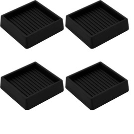 Rubber Caster Cups, Non Slip Furniture Pads, Anti-Slip Gripper, Anti Skid Furniture Feet, Anti Slide Floor Protector for Bed Couch Table Chair Stoppers - 4 Pack (Black, 2‘’X2‘’)