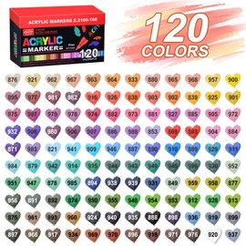 120 Colors Acrylic Paint Markers and ACRYLIAC PAINT PENS for Rock, Wood, Fabric, Glass, Canvas – Paint Marker and paint pens, acrylic Markers for Coloring Books & DIY Crafts