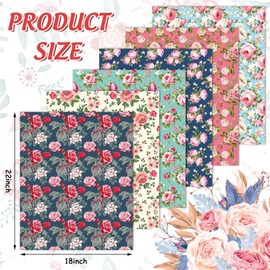 JarThenaAMCS 6Pcs Vintage Floral Cotton Fabric Bundles 18 x 22 Inch Nostalgic Fat Quarters Colorful Flower Sewing Fabrics for Spring DIY Craft Party Decor