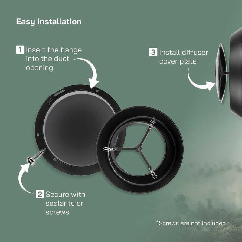 Vent Systems 4" Inch Black Plastic Universal Diffuser - Round