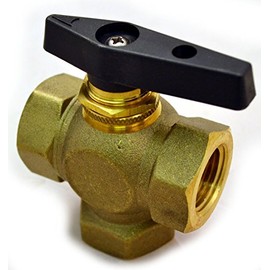 Brass Ball Valve, 3 Way, Female NPT 3/8", Panel Mount Option