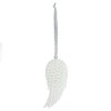 Stunning White Resin Glitter Angel Wing Hanging Decoration - 7.5cm