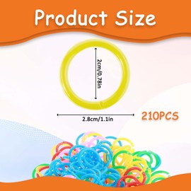 210pcs Plastic Binder Rings, Flexible Book Plastic Rings for Cards Colorful Loose Leaf Rings for Document Stack and Swatches Organization, Open Index Card Key Rings for School Home (20mm, 5Colors)