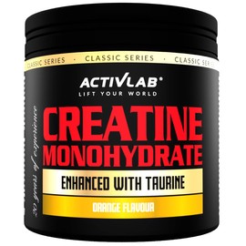 Activlab Creatine Monohydrate Powder with Taurine - Vegan Supplement for Muscle Building Strength and Fitness - 50 Servings - Creatine Monohydrate 300 g Orange
