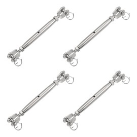 sourcing map 4Pcs M8(5/16") Closed Body Jaw and Jaw Turnbuckles Wire Rope Tension, Stainless Steel Turnbuckle Adjustable Cable Tensioner for Shade Sail Clothesline, 2100lbs Working Load Limit