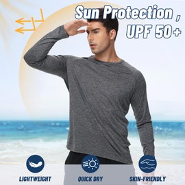 3 Pack Long Sleeve Shirts for Men - Quick Dry Moisture Wicking UV Sun Protection T-Shirts for Fishing Workout Athletic Gym