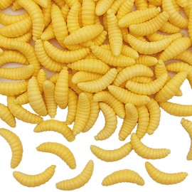 100 Pcs Bass Fake Worms for Fishing, 1Inch, Fishing Lures Rubber Worms, Realistic Fishing Lure, Soft Maggots Baits Bread Worm, Plastic False Wax Worm for Freshwater Ice Lure Fishing