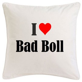 I Love Bad Boll Cushion Cover 40 cm x 40 cm Microfibre Tasteful Decoration for Any Living Room or Bedroom in White with Zip
