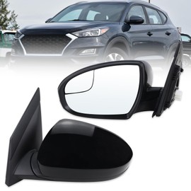 Lqito Left Driver Side Mirror Compatible With 2019 2020 2021 Hyundai Tucson With Manual folding Power glass Black Replace #87610D3990(3Pins)