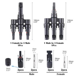 GTIWUNG 6 Pairs of MC4 Male / Female Solar Panel, Cable Connectors, Solar Panel Cable Connectors, Connectors, MC4 Photovoltaic Connector, Black