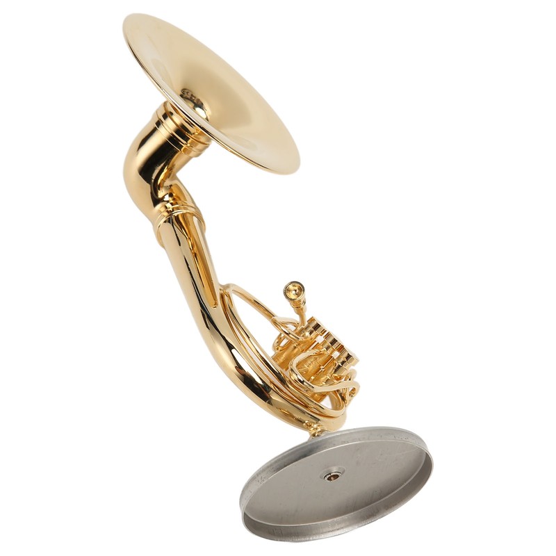 Miniature French Horn Model Brass Golden Stylish Exquisite Birthday Gift
