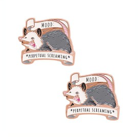 Ximimark 2 PCS Mood Possum Enamel Pin - Perpetual Screaming Opossum Pin with Screen-printed Detailing