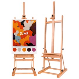DJAR Wooden H Frame Studio Art Easel for Painting, 67’’-95’’ Adjustable Height, Large Wood Artist Floor Easel, Hold Canvas up to 49’’, for Adults, Beginner