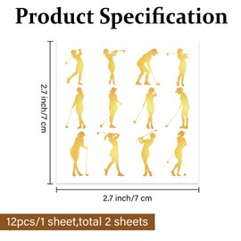 PLIGREAT Golfing Lady Golf Ball Markers, Orange Silhouette Marking Stickers for Identify Golf Balls, 2 Sheets Golf Ball Customise Markers Golfer Gift Golfing Accessories