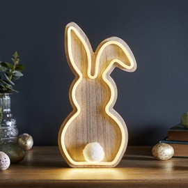 Lights4fun Lights4fun LED Neon Osterhase aus Holz warmwei? 30cm batteriebetrieben Osterdeko