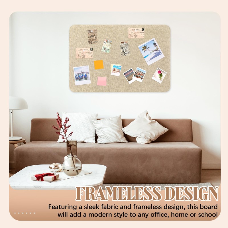 Hahafelt 48'' x 36''Linen Fabric Bulletin Board Pinboard for Walls