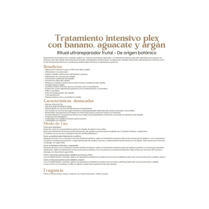 Tratamiento Capilar Intensivo Plex Ritual Botánico 400ml