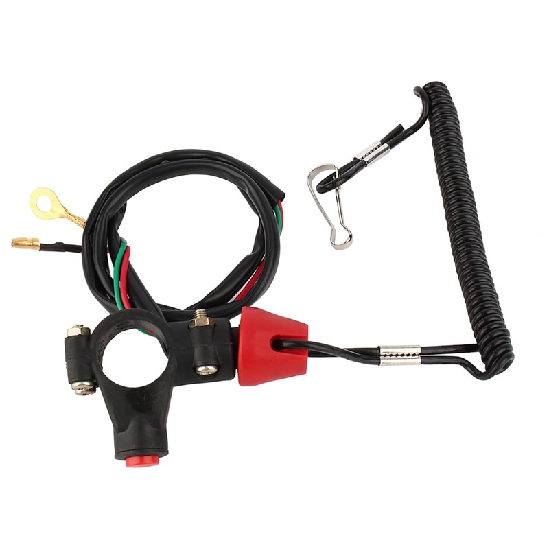 Engine Cord Lanyard Kill Stop Switch Tether 12V 2 Wire