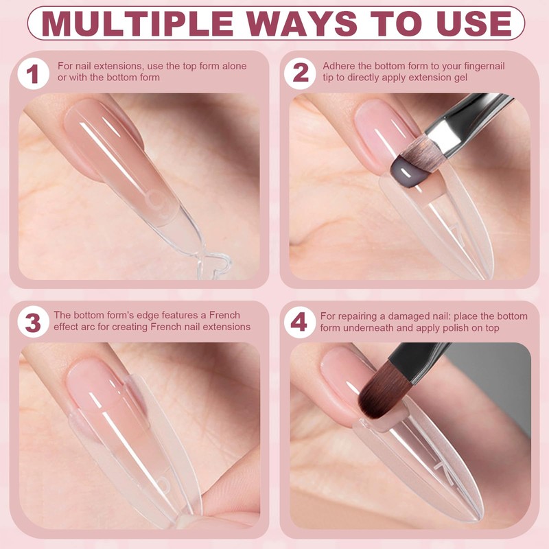 Plman 240 PCS Sandwich Nail Dual Forms, Nail Extension Kit