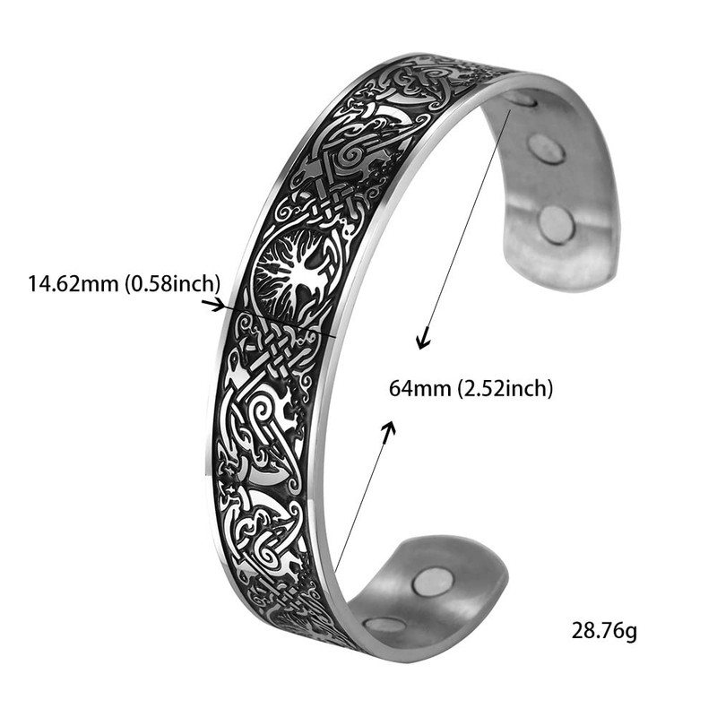 cooltime Ancient Nordic Tree of Life Odin's Raven Magnetic Bracelet