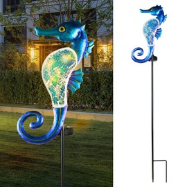 Yiosax-Solar Outdoor Lights Decorative-Yard Outdoor Decorative - Garden Stakes Seahorse Decorative Waterproof 7 LED Light Decor Ocean Beach Theme for Lawn Path Yard Decoration Gift Idea