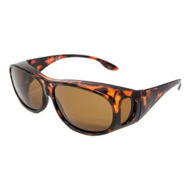 Opticaid Over glasses Fit over sunglasses Polarised Anti glare UV400 Wrap Around Mens Womens Tortoise brown lens Category 3 Remaldi
