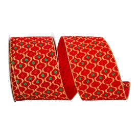 Reliant Ribbon 94004W-065-10H Velvet Glitter Jewel Fiesta Wired Edge Ribbon, 4 Inch X 20 Yards, Red
