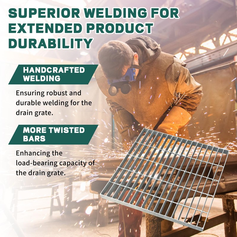 23.6x23.6 Galvanized Steel Drain Grate, B125 Class Sewer Grate, Weather-Resistant