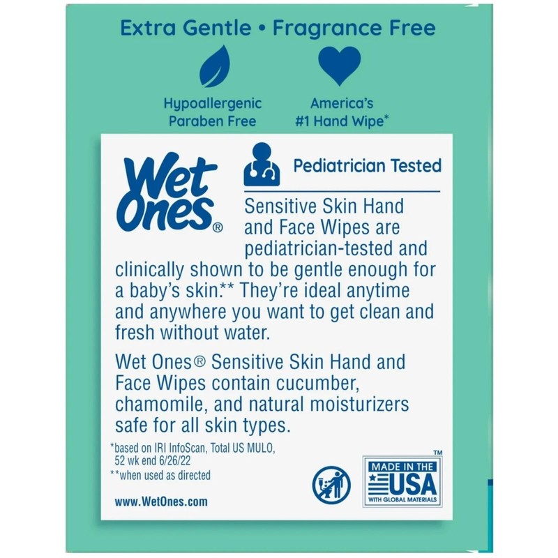 Wet Ones Singles Sensitive Skin Individually Wrapped Hand Moist Wipes,