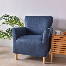 OKYUK Banquet Armchair Slipcovers Printed Chair Slipcovers with Arms 1-Piece Stretch Chair Covers for Living Room Anti Slip Soft Armchair Slipcover Kids Pets Friendly Furniture Protector(Blue plaid)