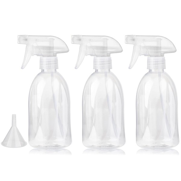 Bynccea Empty Clear Plastic Spray Bottles 13.5oz/400ml Adjustable Nozzle Mist/Stream