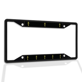 Fastasticdeals Metal Insert License Plate Frame Russian Orthodox Cross Weatherproof Car Accessories Black 4 Holes Solid Insert