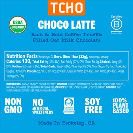 TCHO Choco Latte 47% Oat Milk Chocolate Bars (10 pack) | Plant Based, Organic & Fair Trade, | Non GMO, Non-Dairy, Vegan Chocolate, Soy Free (2.5oz each)