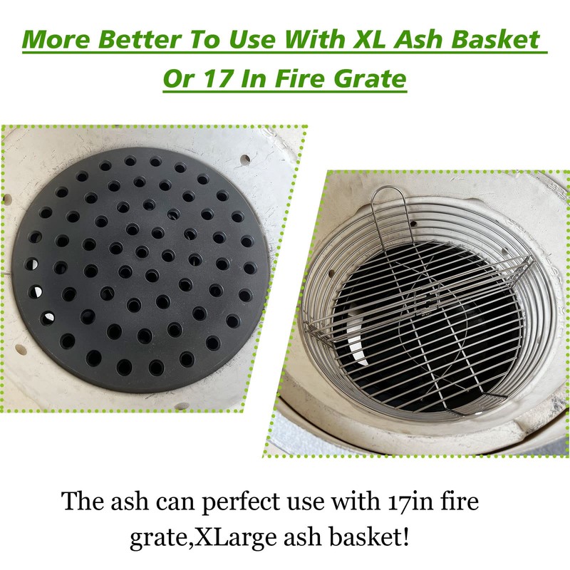 KAMaster Ash Can with Handle for XLarge Big Green Egg,Charcoal