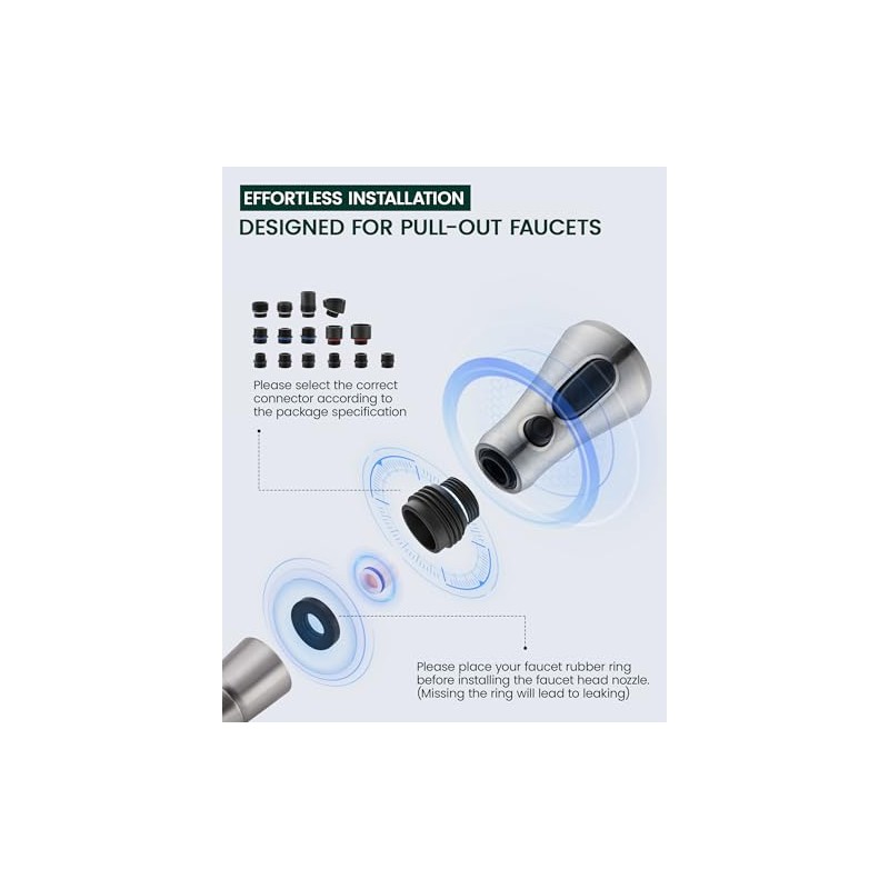 Kitchen Faucet Head Replacement, 3-Function Pull Down Faucet Spray Head