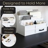 BLU MONACO White Desktop Organizer with Drawer – Paper Wood