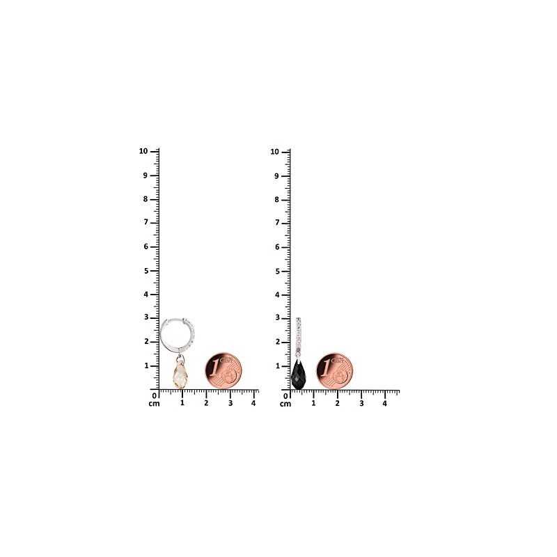 Schöner-SD Hoop Earrings with Crystal Drops 925 Silver, Silver