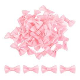 sourcing map 100pcs Pink Bow Ties 1.2" x 0.6" Mini Bowknot for Crafting Little Satin Bows Bulk for DIY Sewing Scrapbooking Wedding Gift Present Home Decoration