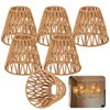 6 PCS E27 Rattan Lamp Shade,Bell Woven Wicker Lampshades Replacement,Paper