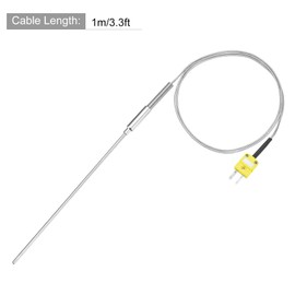 sourcing map K Type Thermocouple with Plug, Meter Temperature Sensor Probe -50 to 1100°C(-58 to 2012°F) Stainless Steel, 4x150mm 3.3ft Wire