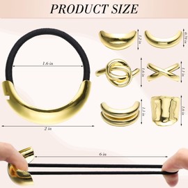 obeoby 6 PCS Metal Hair Ties, Gold Hair Cuffs Ponytail Cuff Hair Elastic Gold Hair Accessories for Women