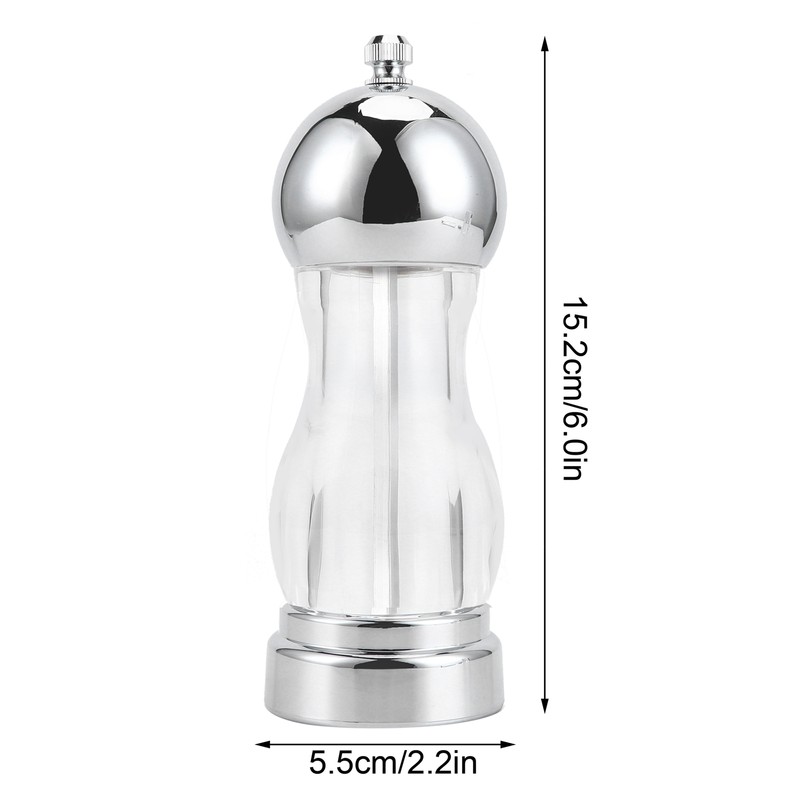 Salt Pepper Grinder Manual Seasoning Mill Shaker Round Acrylic Spice