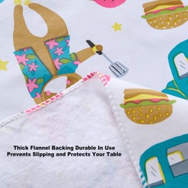 Newbridge What’s Cooking Fun Vinyl Flannel Backed Tablecloth, Adorable Flamingo and Whimsical Sloth Design Waterproof Patio, Indoor Outdoor Tablecloth, 60 Inch x 84 Inch Oblong/Rectangle