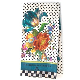 MACKENZIE-CHILDS Cotton Dish Towel, Cute Decorative Kitchen Dish Towel for Cleaning and Home Decor, Set of 1, Flower Market