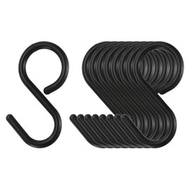 QUARKZMAN Pack of 9 S Hooks 3.5 Inch Plastic Hanging S Shaped Hooks Large S Clothes Hanger Cabinet Rail Hooks for Cups Plants Jewellery Jeans Tools Black