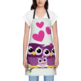 Smooffly Cute Owls Family Aprons - Cooking & Baking Aprons for Men & Women, Kitchen & BBQ Bibs