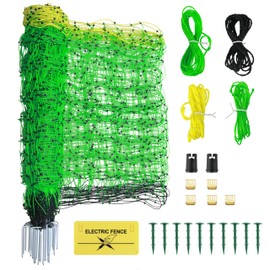 Goldshire Electric Fence Netting, 35.5" x 164' Electric Poultry Netting with Fiberglass Posts and Double-Spiked Stakes, Utility Portable Mesh for Poultry in Backyards, Homesteads, Farms and Ranches