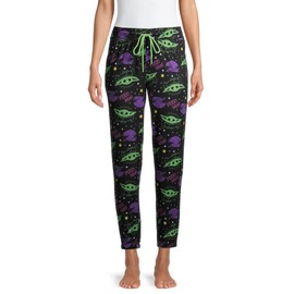 Briefly Stated Women's Mandalorian Baby Yoda Jogger Capri Pajama Lounge Pants, (Size Medium, Black)
