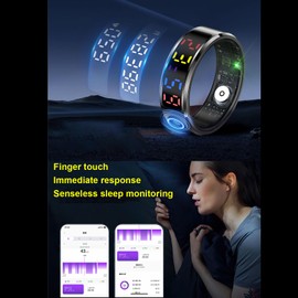 Smart Ring, Multiple Sports Modes Health Ring with Fitness Tracker, Sleep Monitor, Body Temperature, Color Display Touch Screen Ceramic Ring for Men Women Birthday Gift (Size 12)