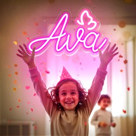 Ava Name Neon Sign, Birthday Gifts for Kids Teens Girls Boys, Ava Neon Signs for Wall Decor, USB LED Dimmer Neon Lights for Bedroom Dorm Room